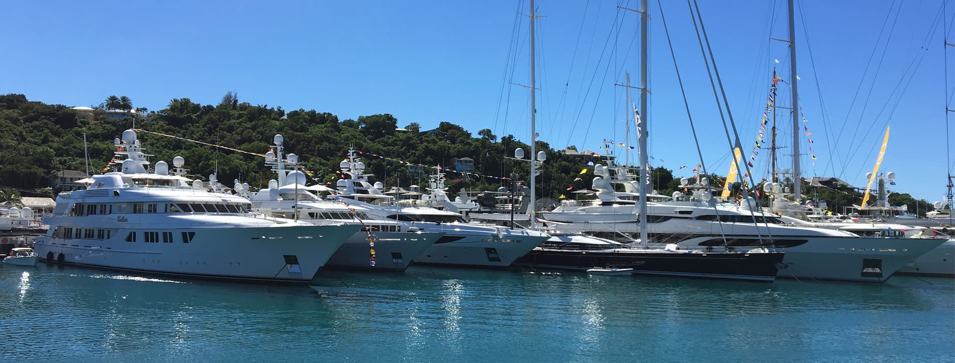 Luxury Charter Yachts moored in a marina